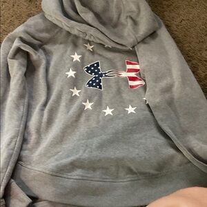 Under Armour Gray Hoodie with Stars and Stripes Logo